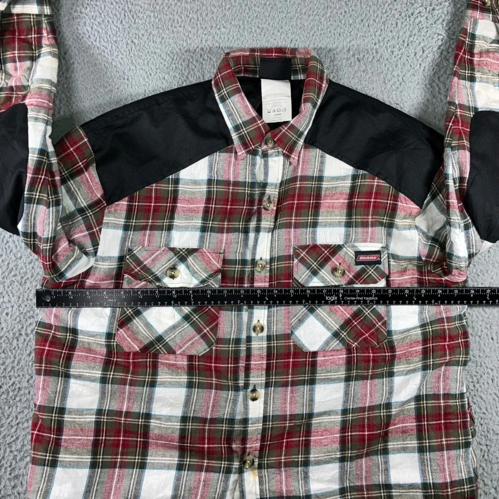 Dickies Flannel Shirt Shacket Jacket Men L Red Plaid Quilted Nylon Yoke Workwear